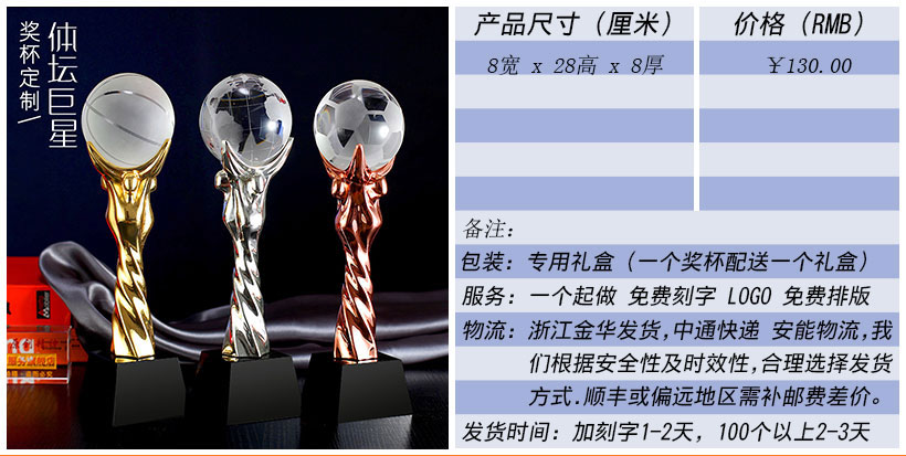 现货金属树脂水晶奖杯奖牌挂牌尺寸价格合集(图98)