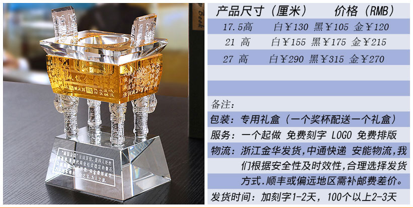 现货金属树脂水晶奖杯奖牌挂牌尺寸价格合集(图100)